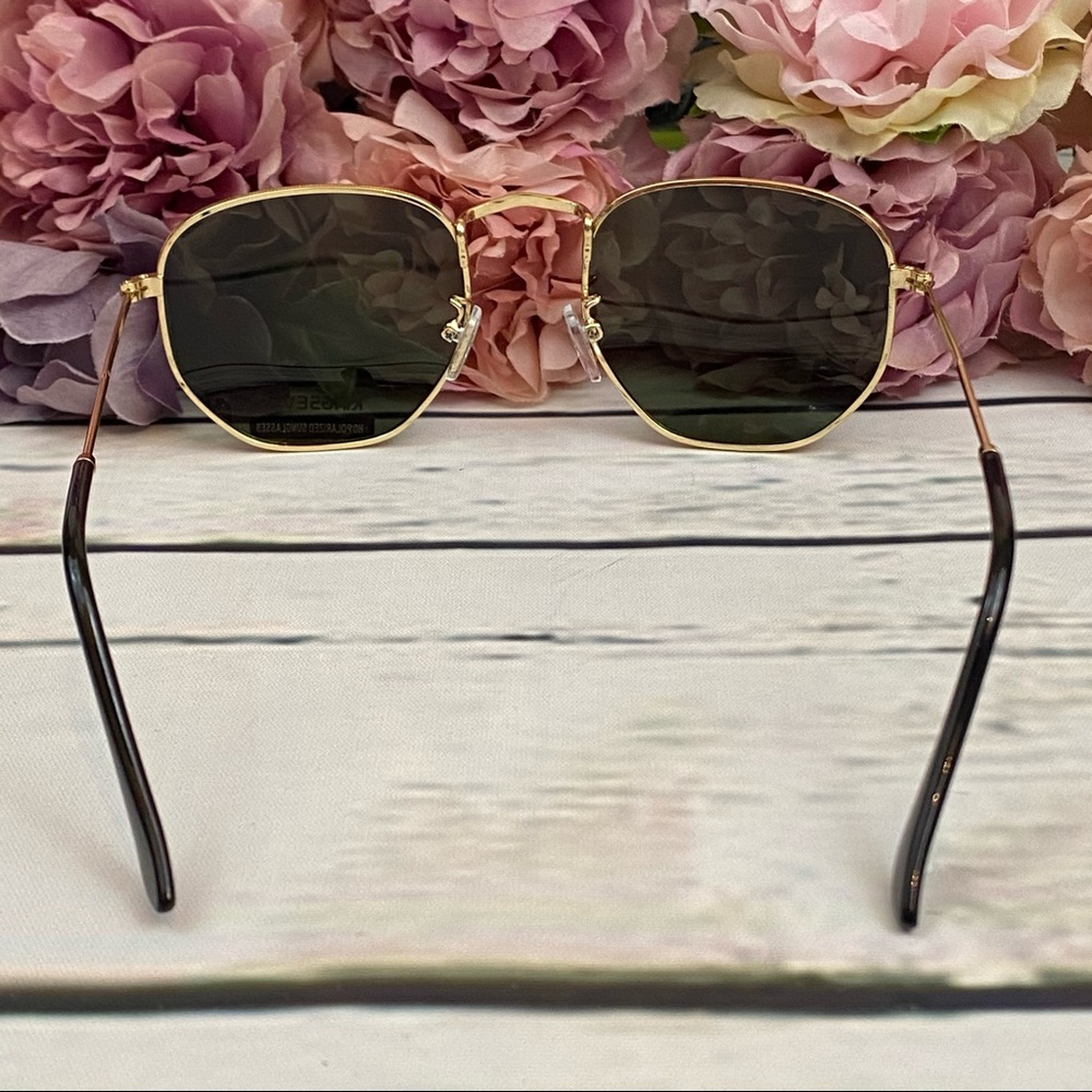 KINGSEVEN Retro Hexagon Green & Gold Polarized Sunglasses - Picture 9 of 16